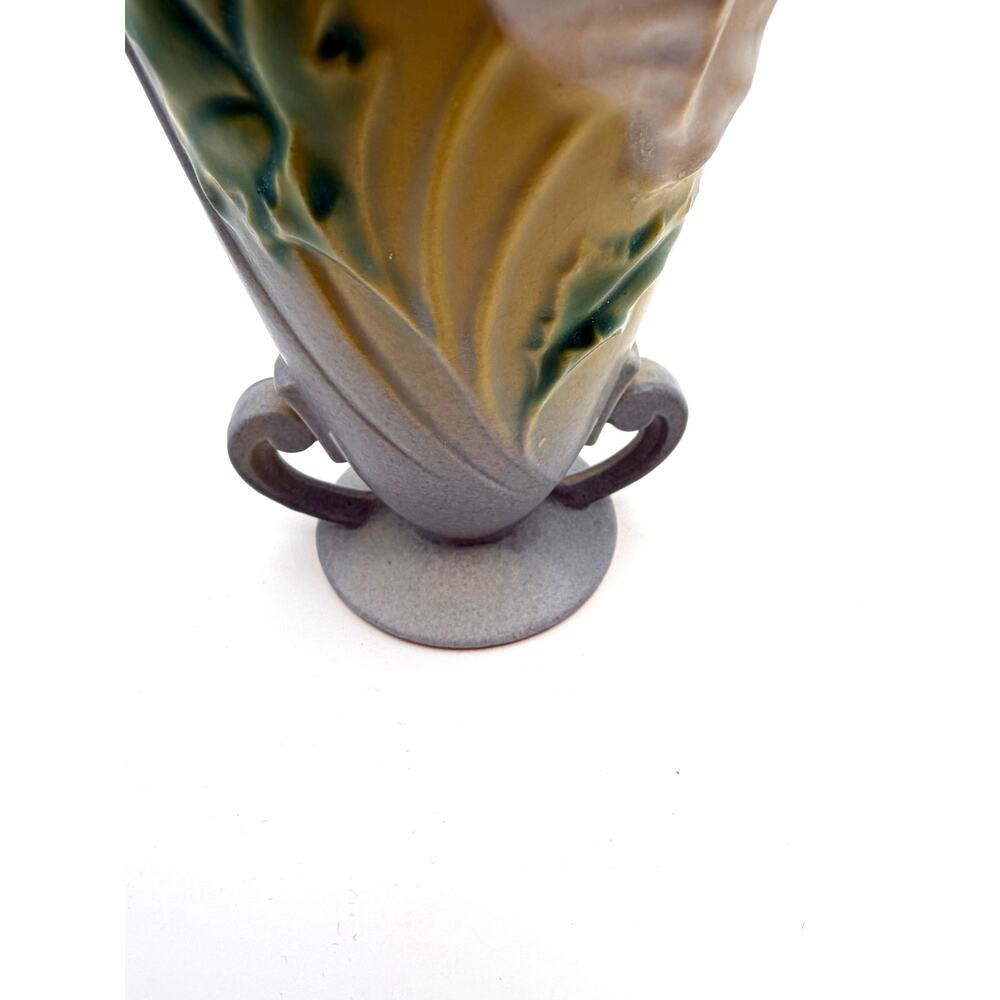 Rare Vintage Roseville Poppy Art Pottery Vase 866-6 Soft Blue Yellow 1930s Decor - Picture 11 of 13